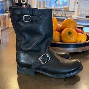 Frye Black Leather Ankle Boots